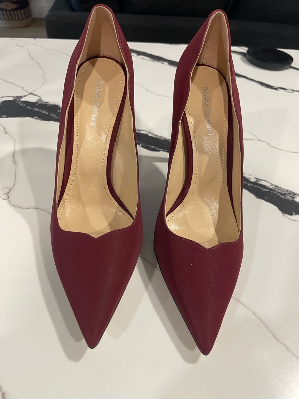 Sasha Fabiani Wine Pointed-Toe Stiletto Pumps